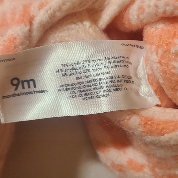 Carter's Peach Geometric Kids One Piece 9 Months NWT Button Closure - Picture 4 of 7